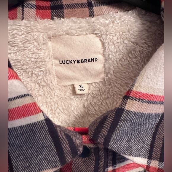 Lucky Brand XL Sherpa Lined Navy Plaid Shacket Shirt Jacket Flannel NWT - Picture 4 of 8